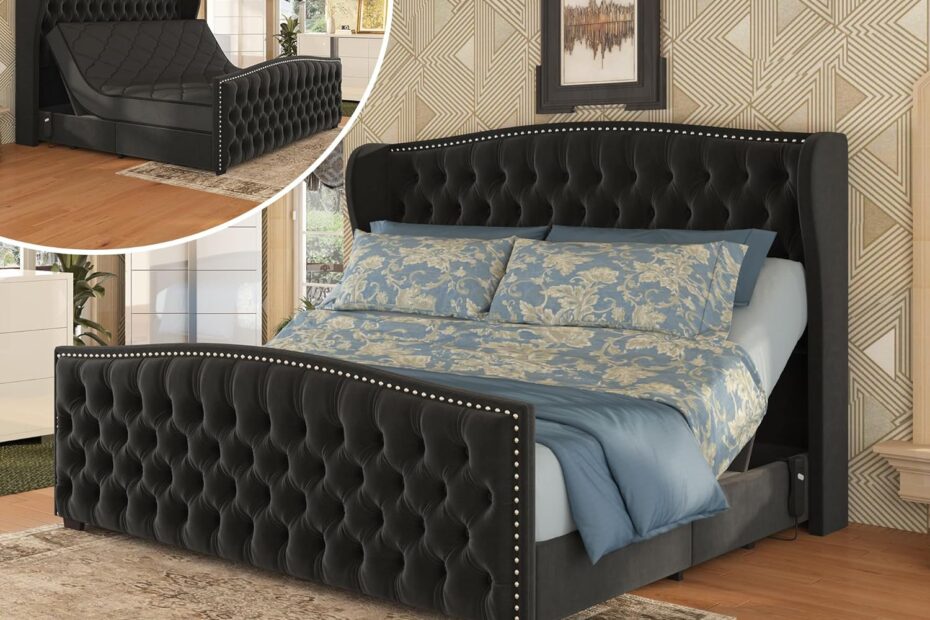 Transform Your Sleep: Review of the AMERLIFE King Size Adjustable Bed Frame With Velvet Headboard